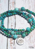 Boho Bracelet, Layers Blue Turquoise Mala Red Mantra Lotus